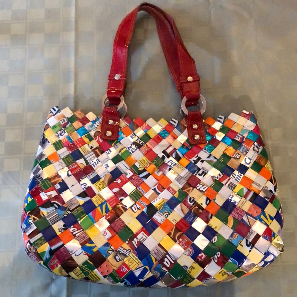 Large Nahui Ollin bag with red straps